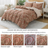 Burgundy Duvet Cover Set Queen Size 100% Percale Cotton Red Beige Paisley Comforter