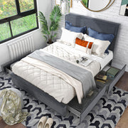 Leif Transitional Fabric Upholstered Platform Bed with Storage for Bedroom