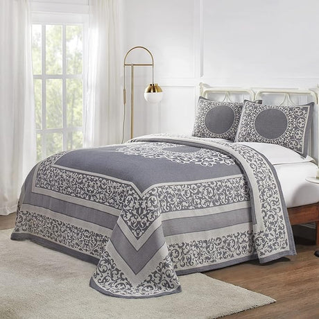 Cotton Blend Bedspread Set, Includes Oversized Bedspread and 2 Matching Pillow