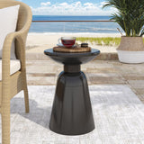 Metal End Table-Large for Living Room (Navy Blue) (15"x21", Black)