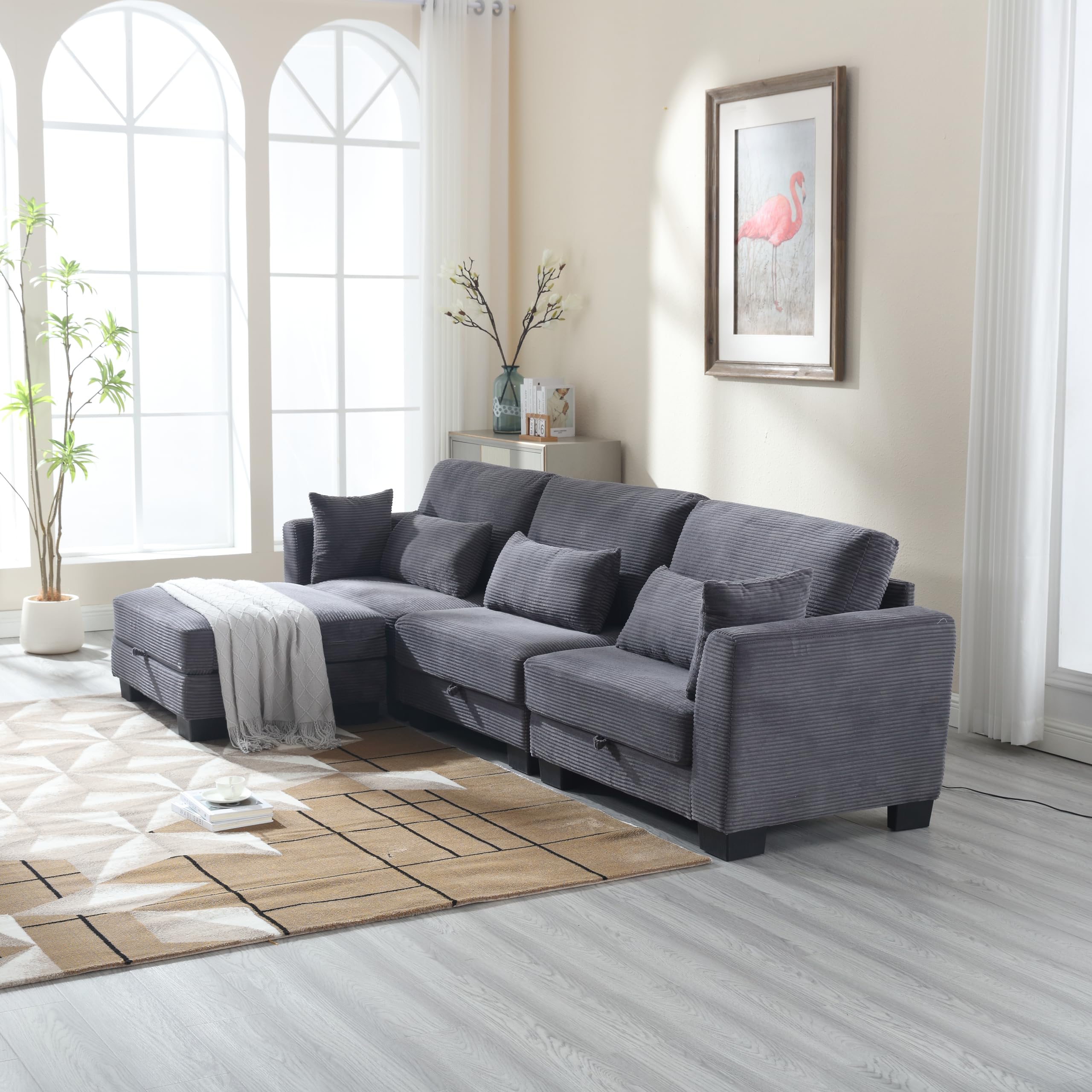 Storage Modular Sectional Sofa Set ,L Shaped Corner Couch with Reversible Chaise