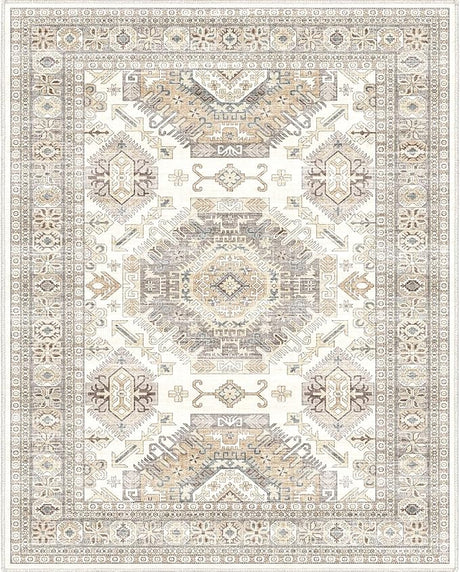 Area Rug 5x7, Vintage Moroccan Washable Rugs, Anti-Slip Backing Rugs for Living Room