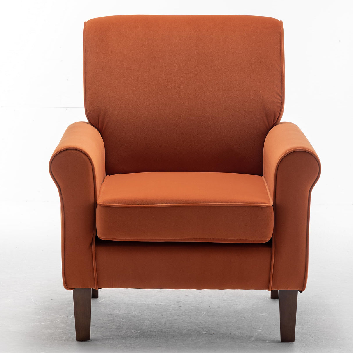 Traditional Arm Chairs for Living Room, Bedroom, and Office, Accent Armchair Featuring Birch Wood Frame and Elegant Curved Armrests, Orange