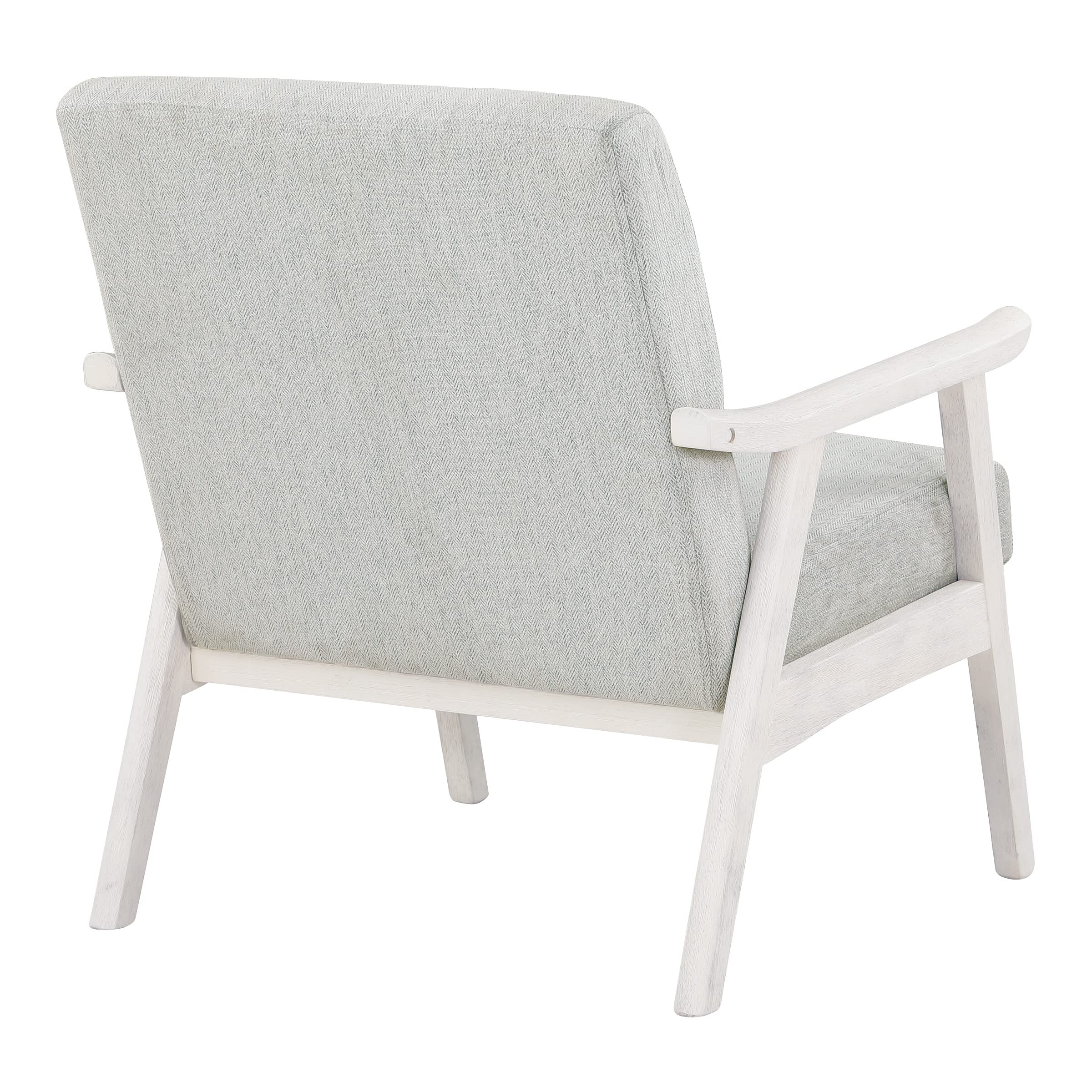 Home Furnishings Weldon Mid-Century Modern Armchair, Smoke Fabric with Antique White Finished Frame