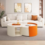Nesting Coffee Table Set of 2, Modern Round Coffee Tables for Small Space, Side Tables