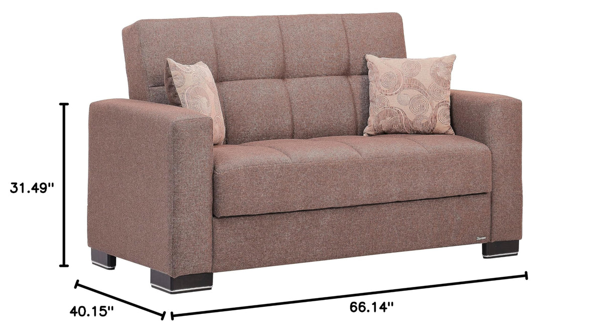 Sweet Home Stores ARM Collection 72" Loveseat with Storage, Firm, Fabric, 2 Seater, Convertible Small Sleeper Couch Bed for Living Room or Home Office, Brown-12