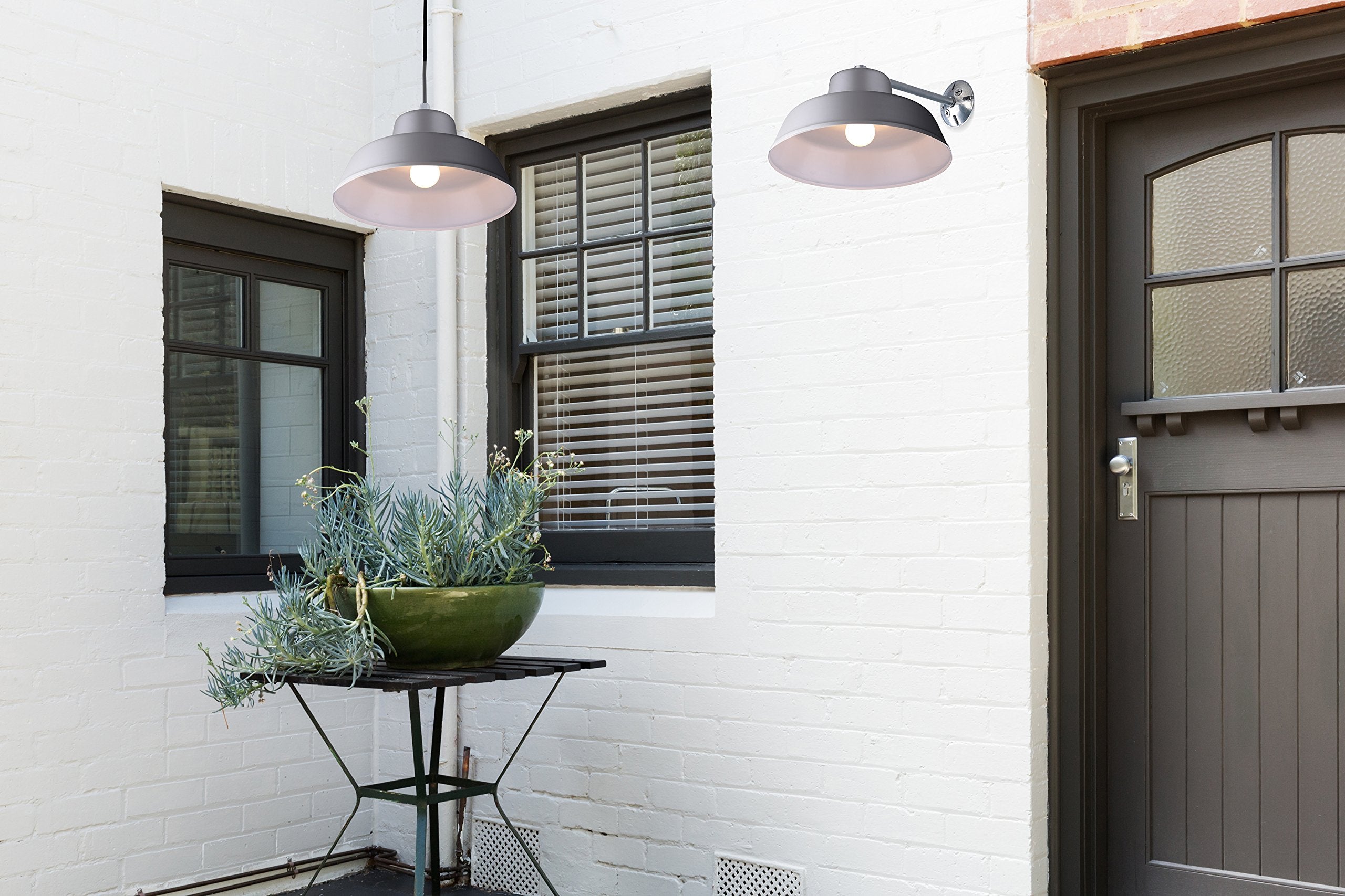 All Weather Outdoor Wall & Ceiling Light - Grey Finish with Clear Glass Globe