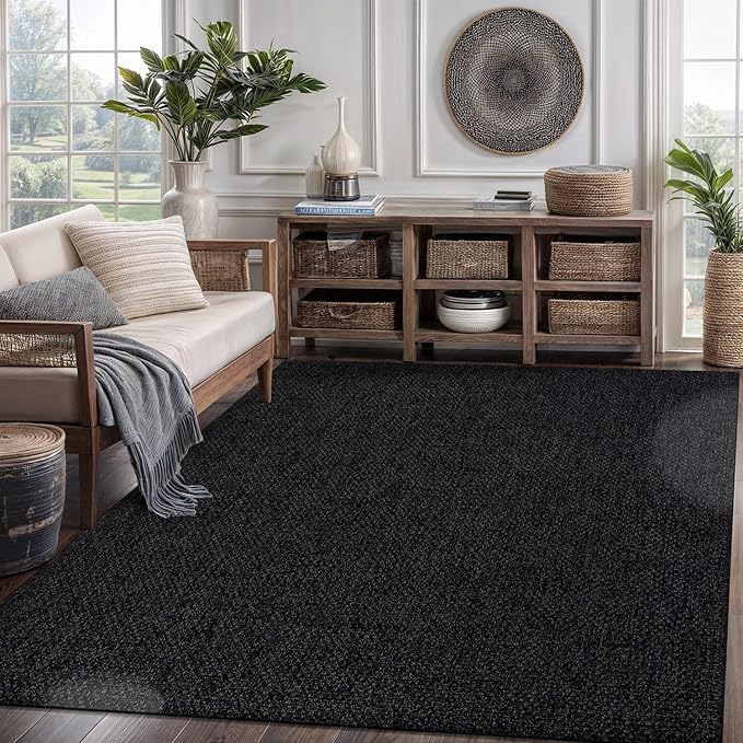 Easy Jute Rug 9x12, Indoor Outdoor Natural Color Farmhouse Area Rugs for Living Room