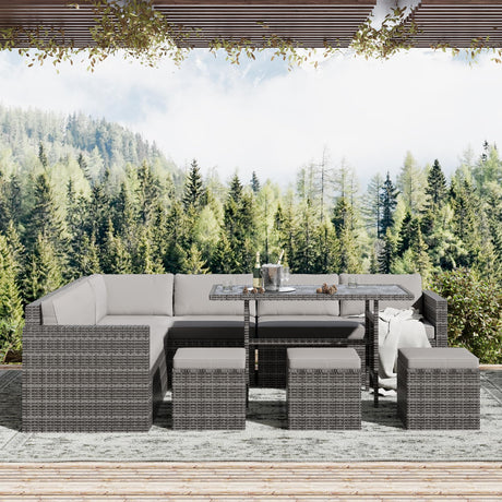 7 Piece Patio Furniture Set, Outdoor Furniture Patio Sectional Sofa