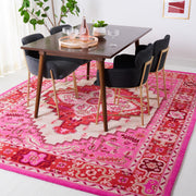 Bellagio Handmade Medallion Wool Area Rug 10' x 14' - Red Pink & Ivory