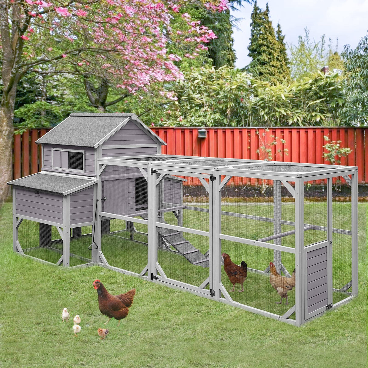 Chicken Coop Outdoor 135" Super Large Wooden Chicken House Poultry Cage