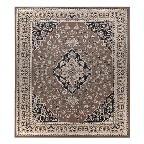 Superior Indoor Area Rug, Plush Carpet Cover, Traditional Oriental Medallion, Perfect for Hallway, Entryway, Living Room, Dining, Bedroom, Office, Kitchen, Glendale Collection, 10' x 14', Brown