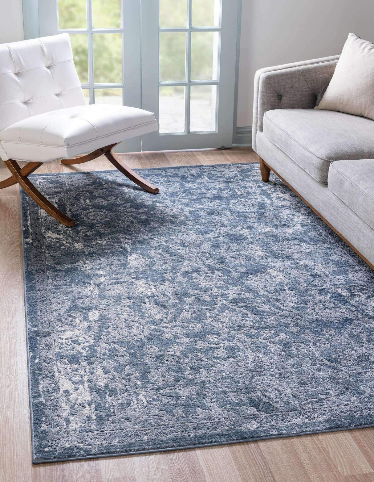 Portland Collection Area Rug - Albany (7' 10" x 10' Rectangle, Blue/ Gray)