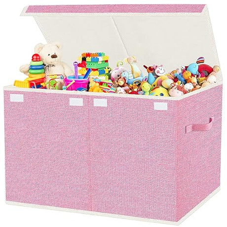 Large Toy Box Chest Storage with Lid - Collapsible Kids Toys Boxes Organizer Bins Baskets