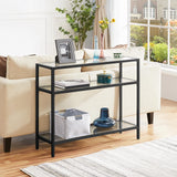 39.5" Console Table with 3 Storage Shelves,Tempered Glass Sofa Table