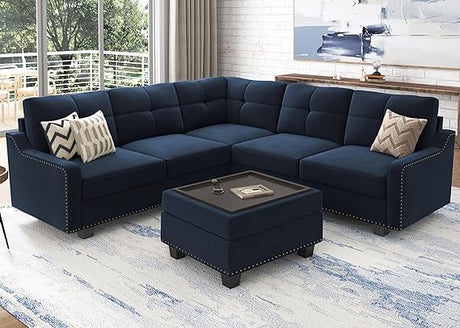 Convertible Sectional Sofa, L Shaped Couch with Storage Ottoman