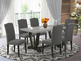 V-Style 7 Piece Room Set Consist of a Rectangle Kitchen Table with V-Legs and 6 Dark