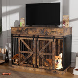 48" Double Dog Crate Furniture with Divider & Storage Drawers