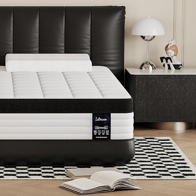 12 Inch Hybrid Queen Mattress, Medium Firm Mattress with Memory Foam and Pocket Springs,