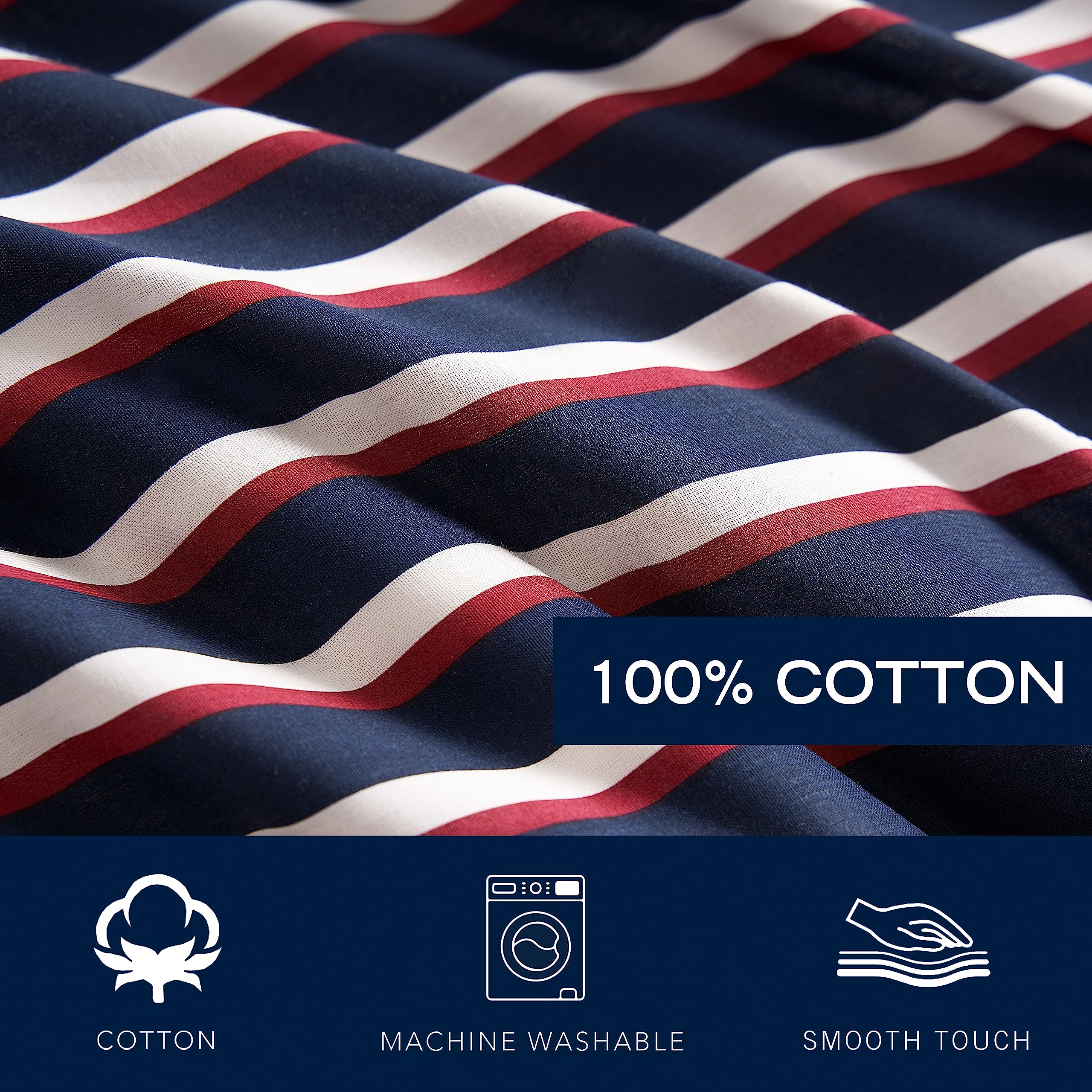 Queen Comforter Set - Cotton Reversible Bedding with Matching Shams