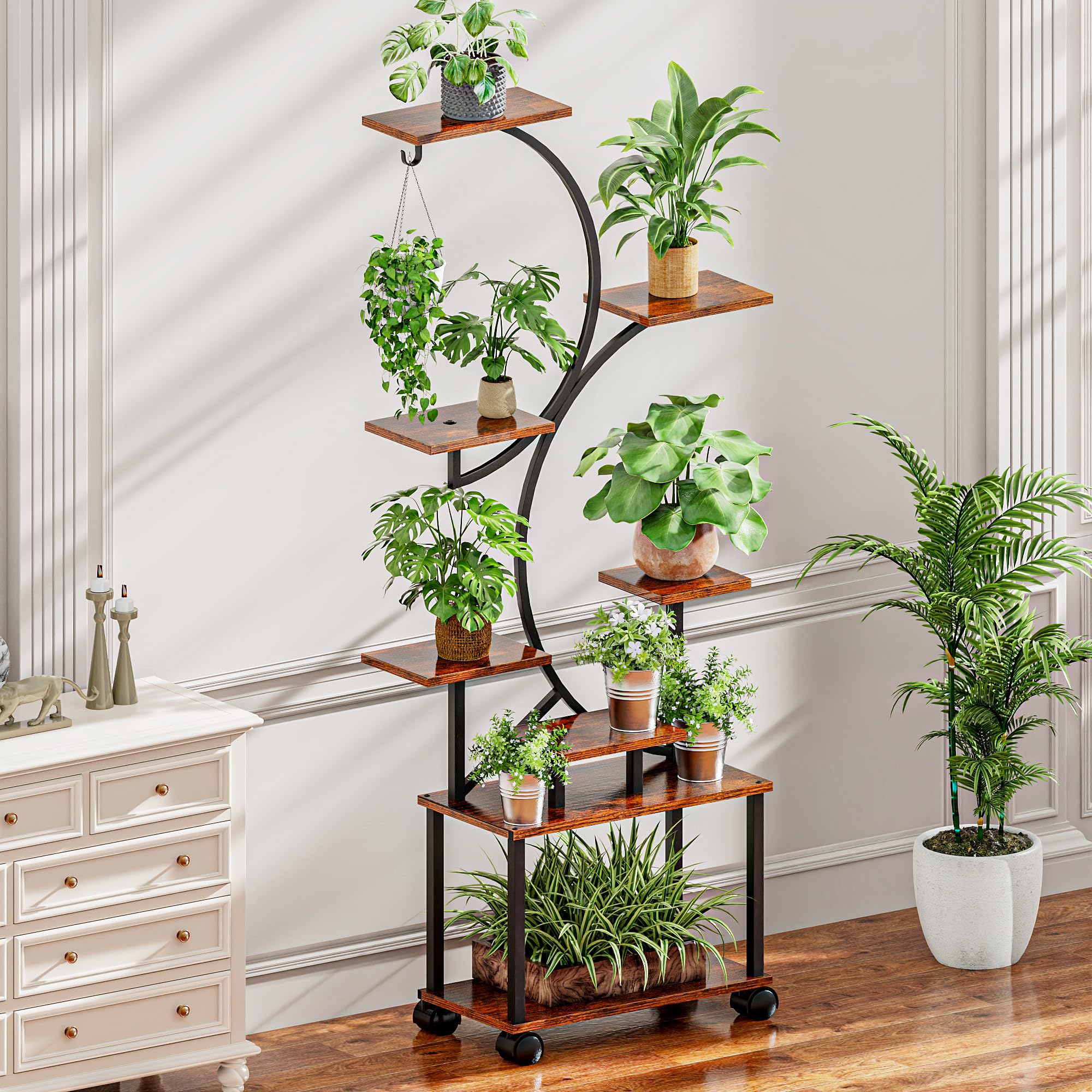 8-Tiered Plant Stand Indoor with Grow Lights, Metal Flower Stands for Indoor Plants