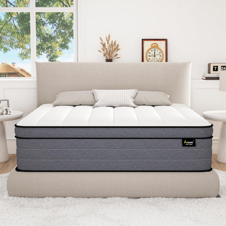 Queen Mattress, 14 Inch Hybrid Mattress Queen Size with Gel Memory Foam