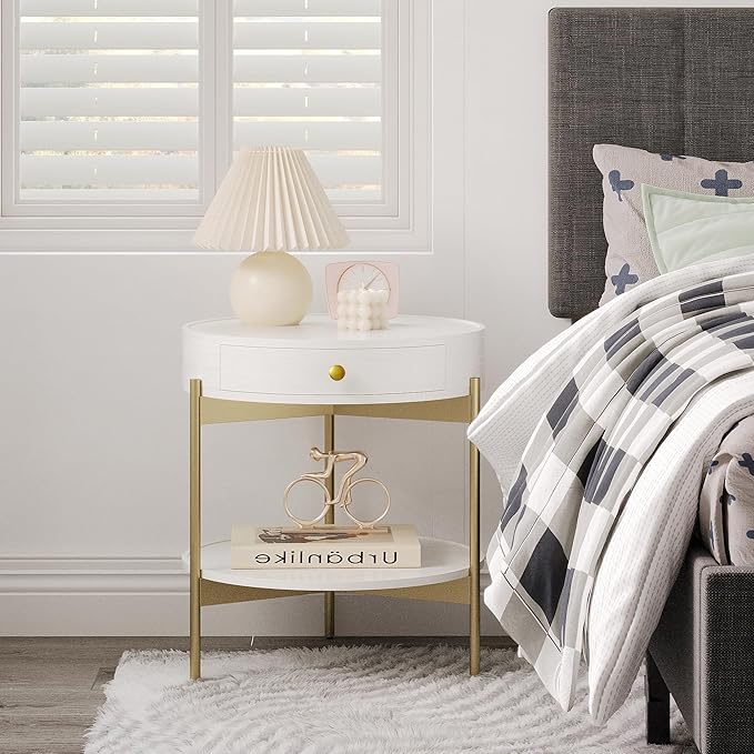 Beverly Hills Mid Century Modern Side Table - Versatile Round Nightstand
