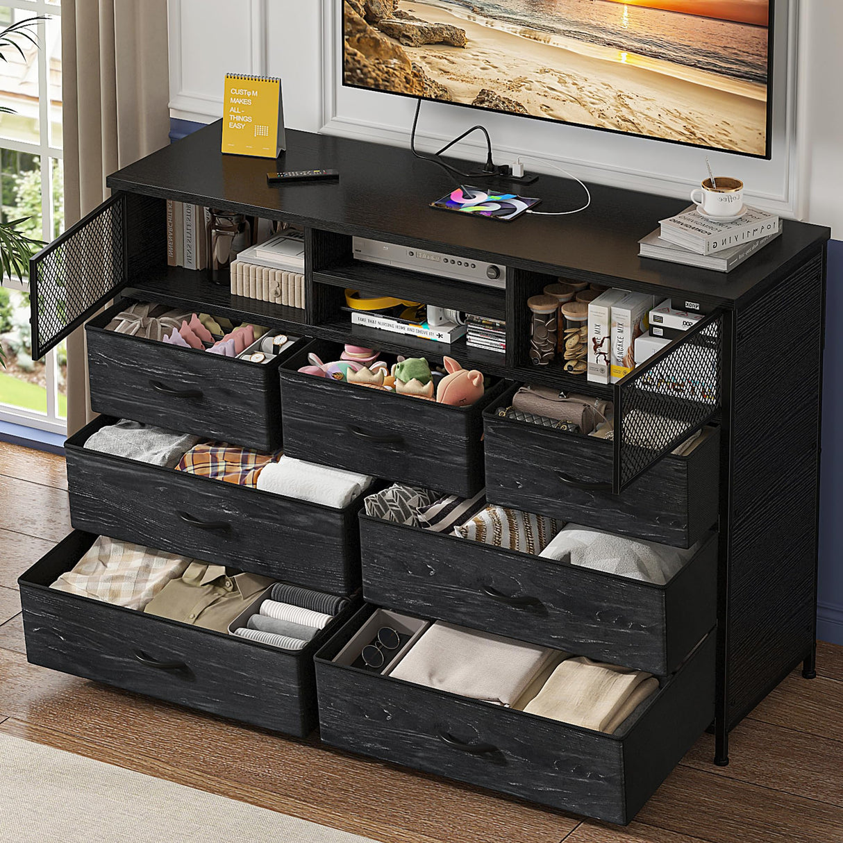 Dresser TV Stand with Power Outlet TV Stand for Bedroom TV Stands for Living Room