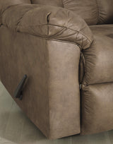 Signature Design by Ashley Adrano Faux Leather Tufted Rocker Recliner with Heat and Massage, Brown