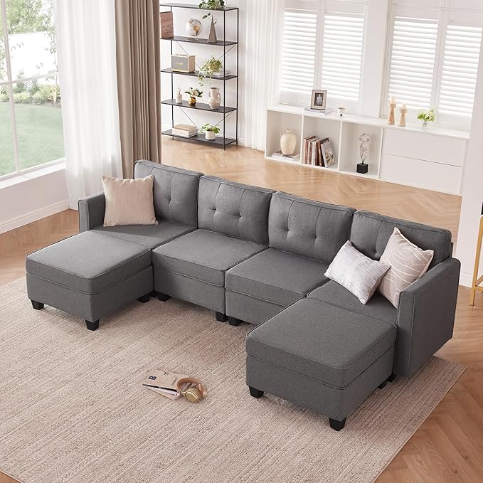 Modular Sectional Couch Sofa, Convertible U Shaped Couch with Storage Ottomans,