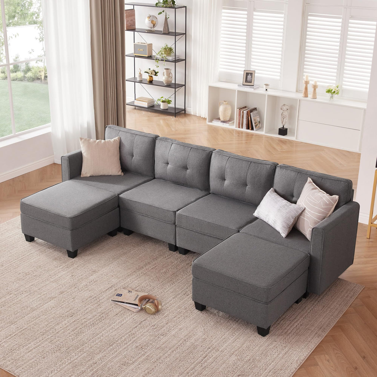 Modular Sectional Couch Sofa, Convertible U Shaped Couch with Storage Ottomans,