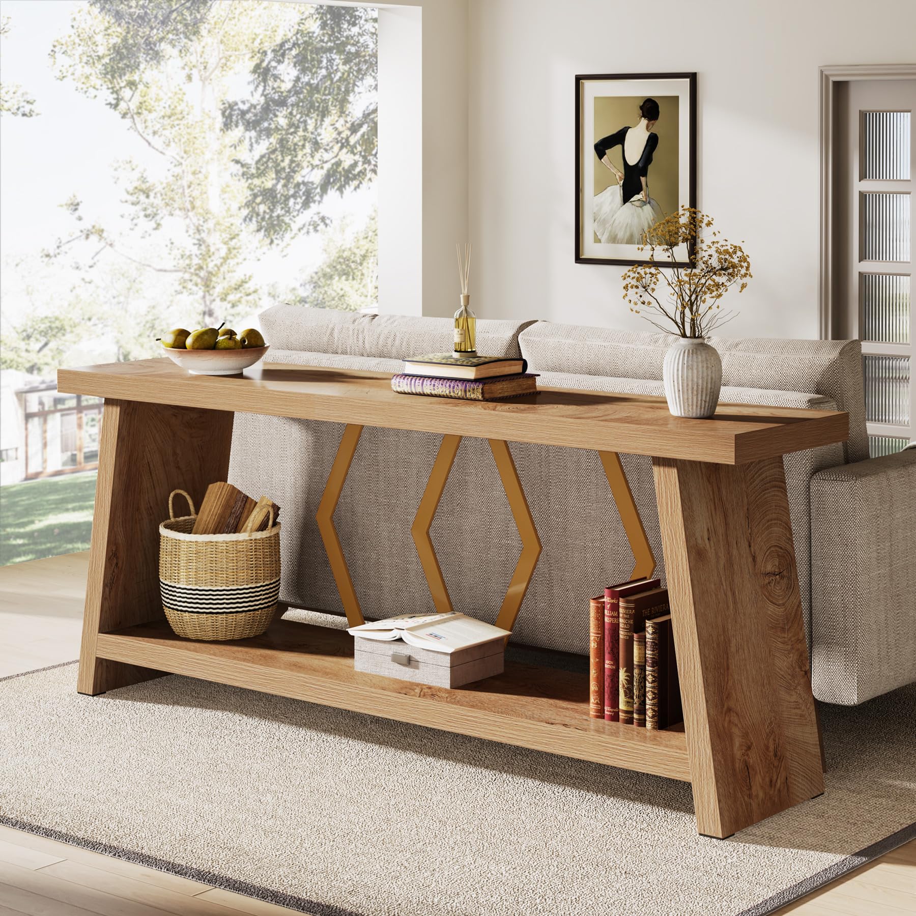 70.86-Inch Long Sofa Console Table with Storage