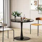 Modern Round, 31.5'' Tulip MDF Top & Metal Pedestal Base for Dining Living Room Cafe,