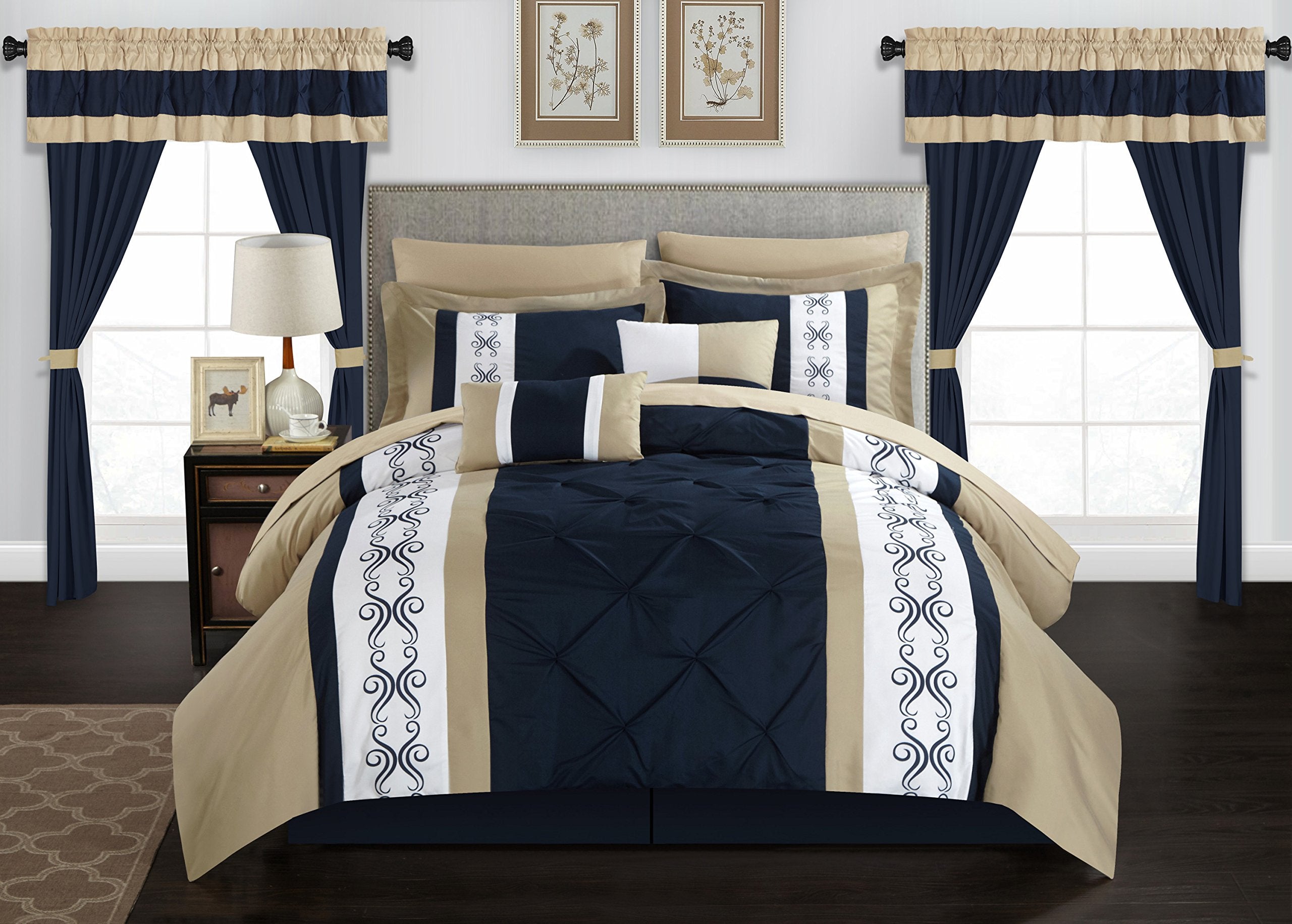 bed in a Bag Comforter Set, King Size (20 Pieces), Icaria - Microfiber Bedding - Comforter,