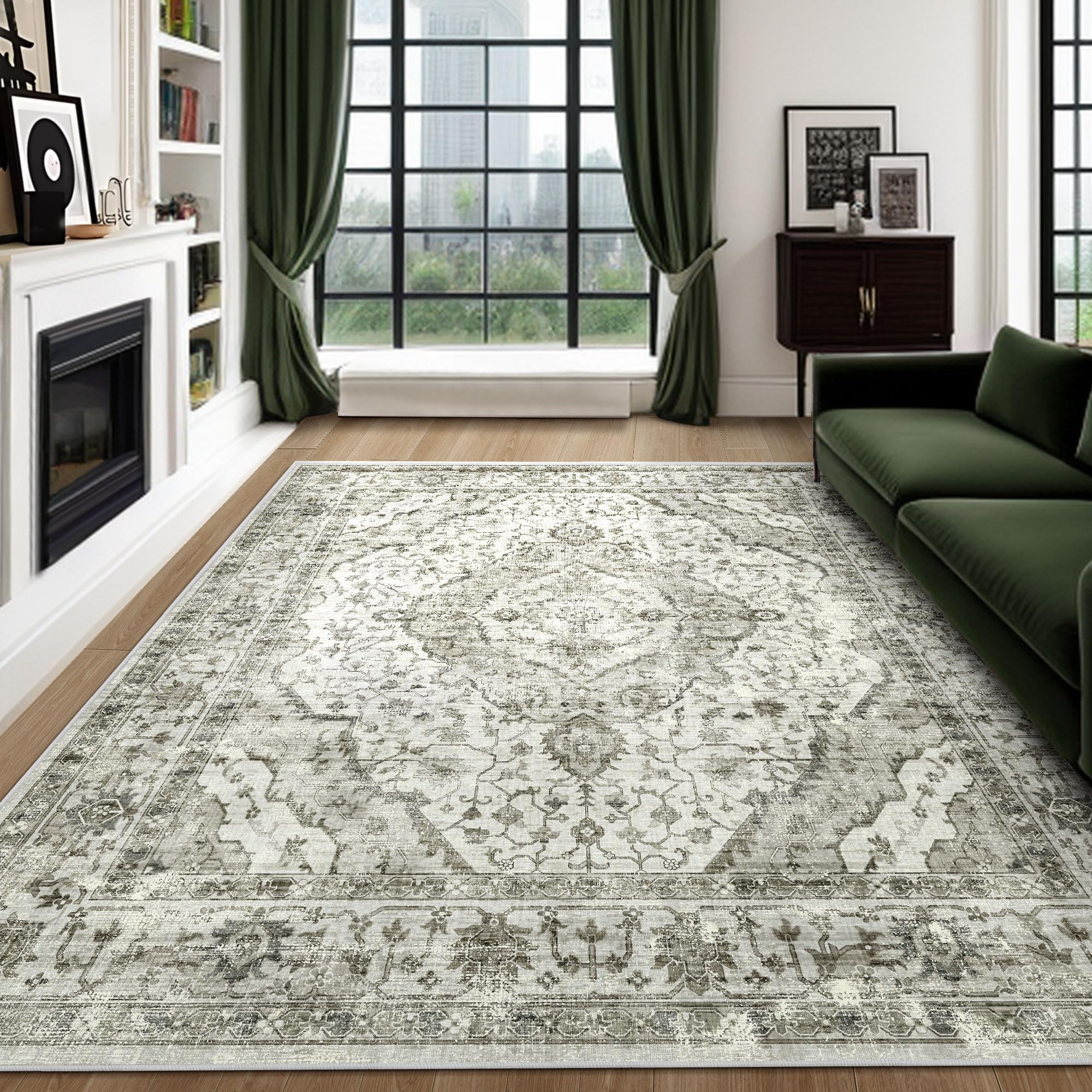 Washable Rugs 8x10 Area Rug Large Rugs for Living Room - Boho Large Area Rug Vintage