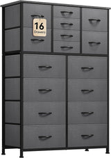 10 Drawer Dresser - Fabric Storage Tower, Organizer Unit for Living Room, Hallway, Closets - Sturdy Steel Frame, Wooden Top & Easy Pull Fabric Bins (Black Wood Grain)