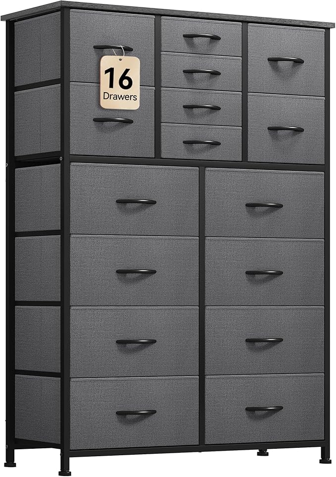 16 Drawer Dresser, Fabric Dresser for Bedroom, Large Chest of Drawers