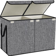 Large Kids Toy Box Chest Storage organizer with Double Flip-Top Lid - Collapsible Sturdy Toy Organizers And Storage Bins