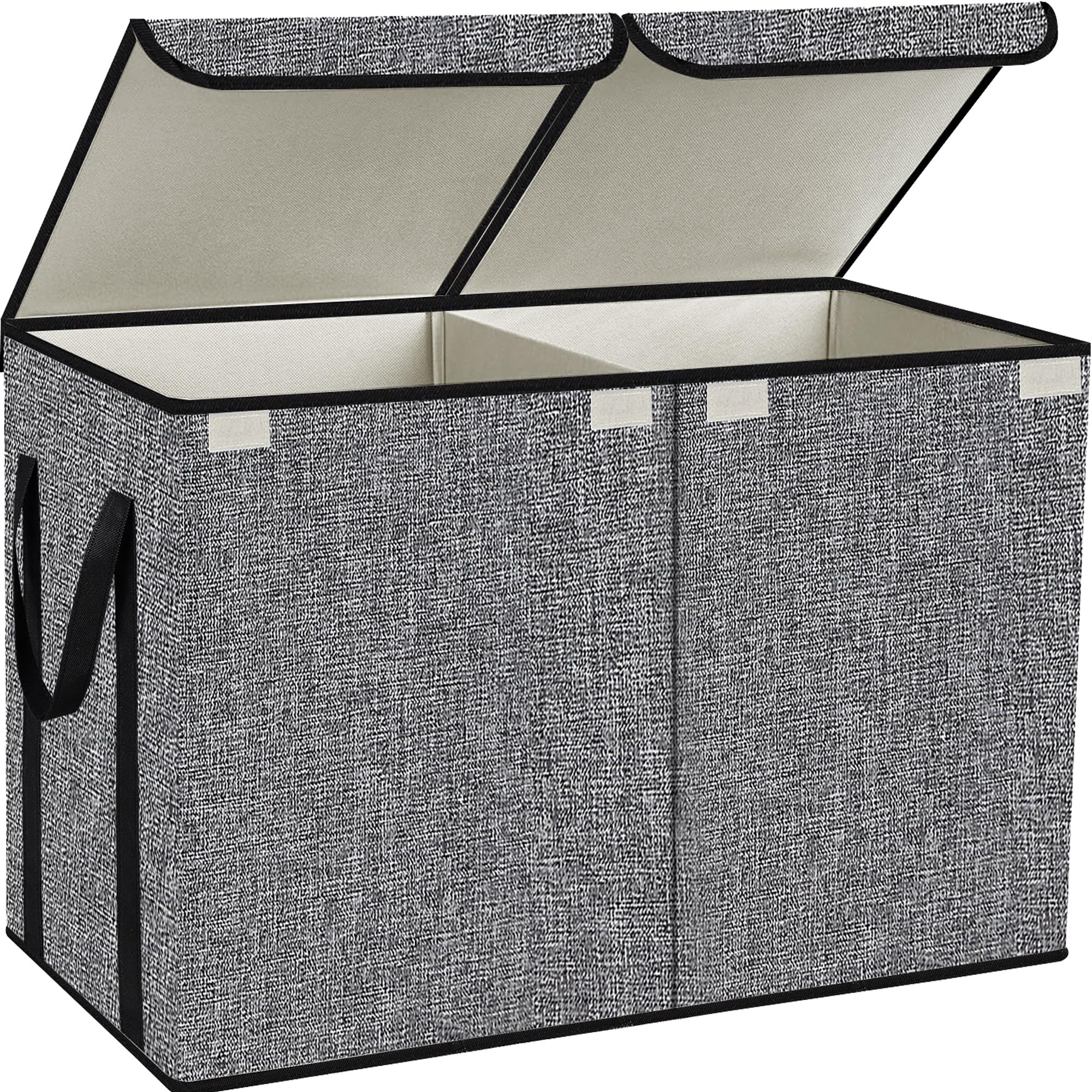 Large Kids Toy Box Chest Storage organizer with Double Flip-Top Lid - Collapsible Sturdy Toy Organizers And Storage Bins