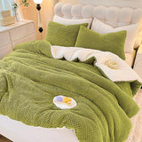 3D Jacquard Design Comforter Set, Ultra-Soft Warm Queen Size Sherpa Fur Plush 3-Pieces Sets