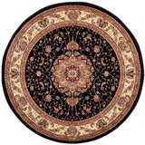 Lyndhurst Traditional Oriental Area Rug - 8' Round Black & Ivory