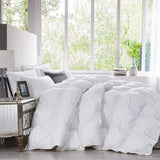 All-Season Goose Down Feather Fiber Comforter Queen Size Duvet Insert, Exquisite Pinch