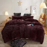 Plush Shaggy Duvet Cover Set, Luxury Ultra Soft Crystal Velvet Fluffy Bedding Sets 3 Pieces