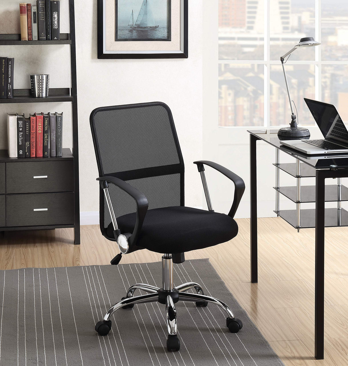 Furniture Office Chair Black Mesh Fabric Chrome 801319