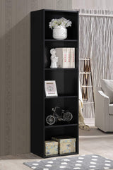 Import 5 Shelf Bookcase, Black