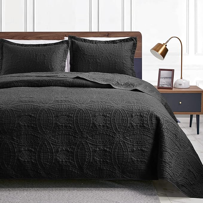 cabin King Size Quilt Set Blue Bedspreads - Soft Bed Summer Quilt Lightweight Microfiber