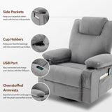 Swivel Rocker Recliner Chair with Heat and Massage, 360 Degree Swivel Rocking Single