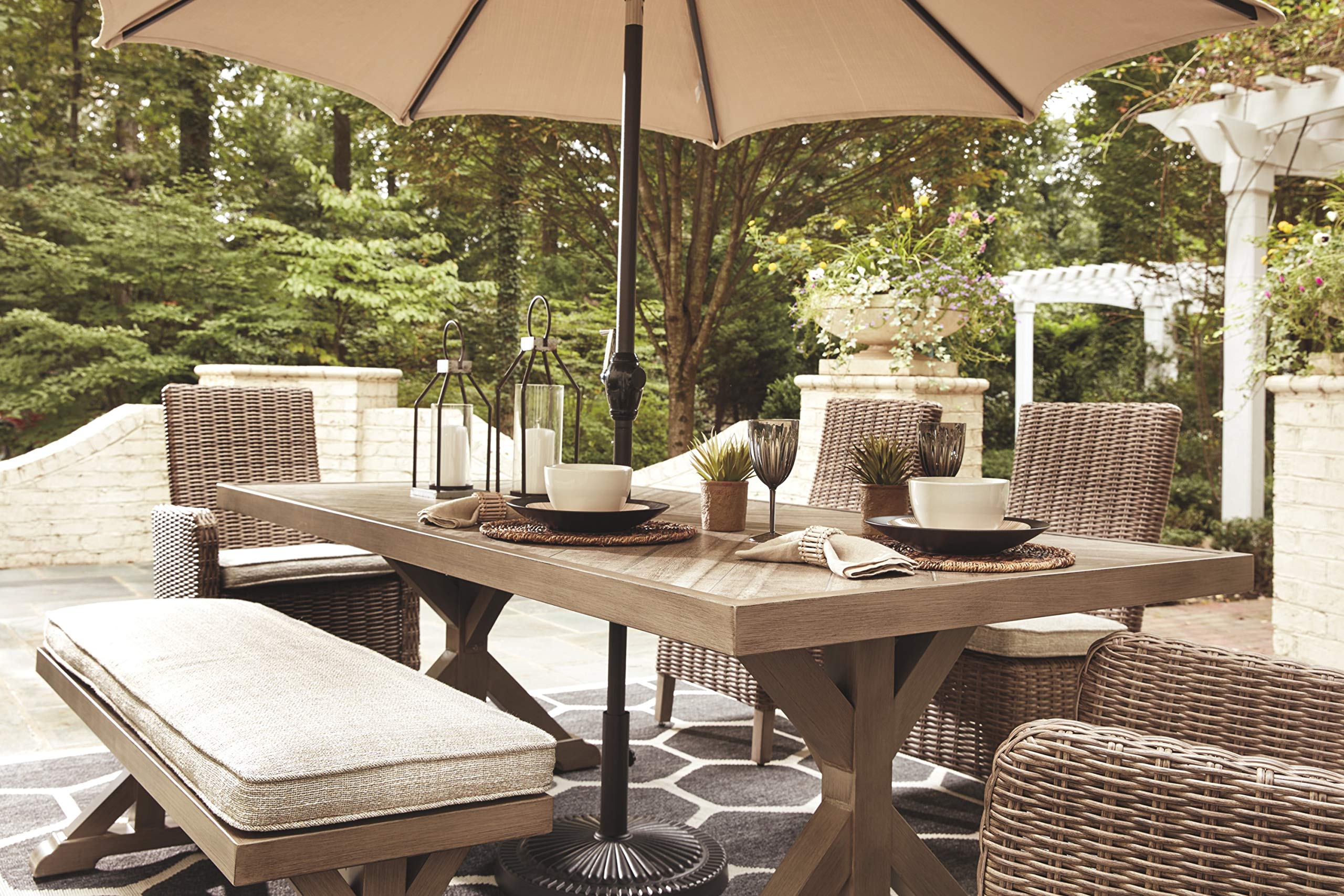 Beachcroft Modern Farmhouse Outdoor Dining Table with Porcelain Top
