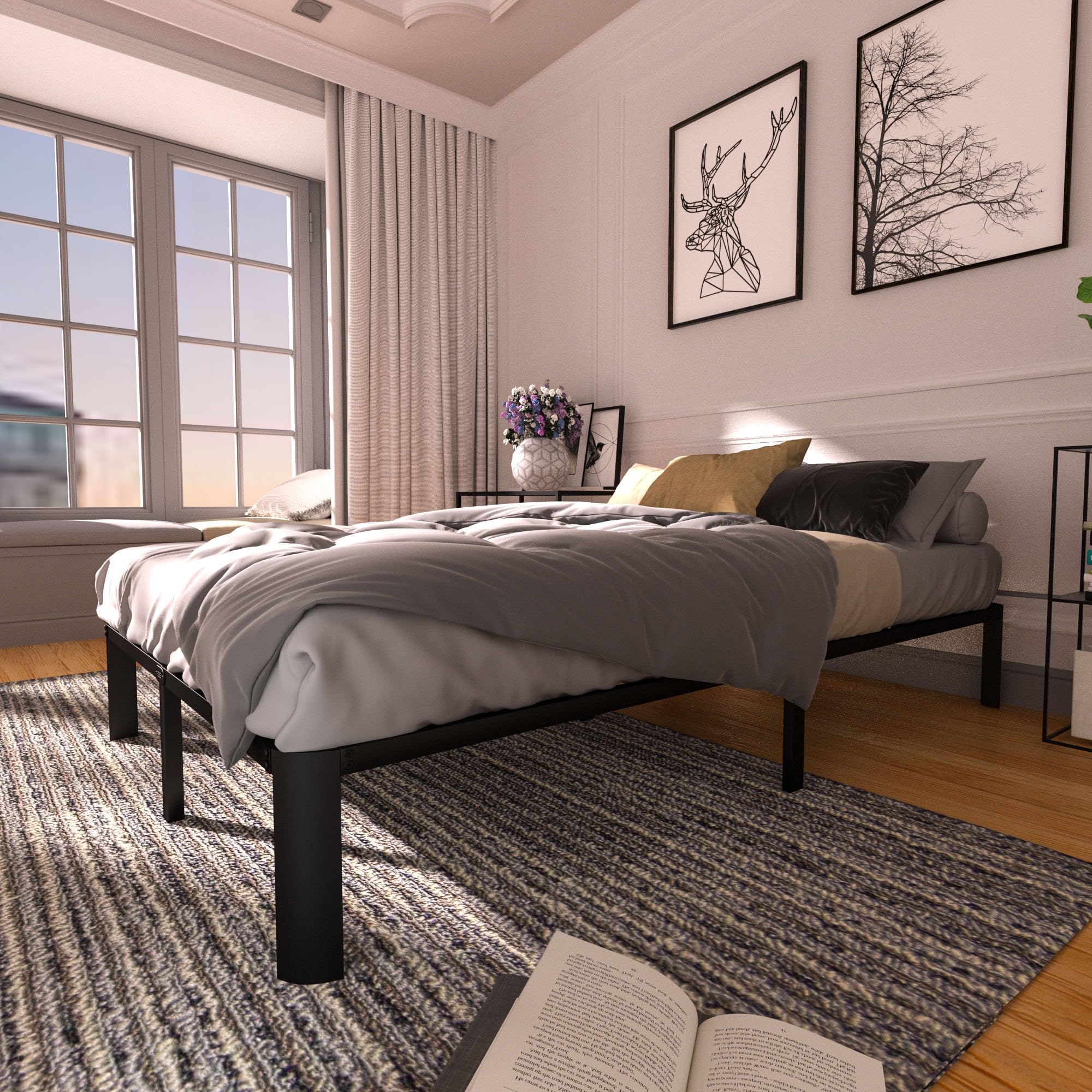 14 Inch Full Bed Frame No Box Spring Needed Platform Metal Bed Frame