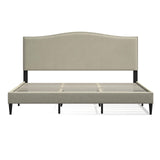 Kameli Upholstered Platform Bed Frame/Nailhead Trim Camelback/Mattress Foundation